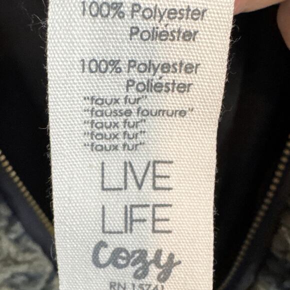 P.J. Salvage Live Life Cozy Sherpa Animal Print Puffer Vest Cocoa Size M NWT - Picture 8 of 9